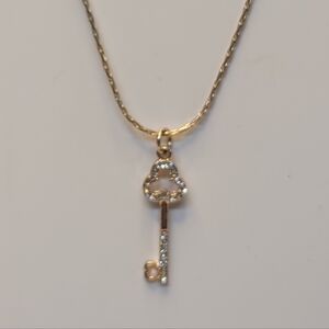Rose Gold & Diamond Key Necklace